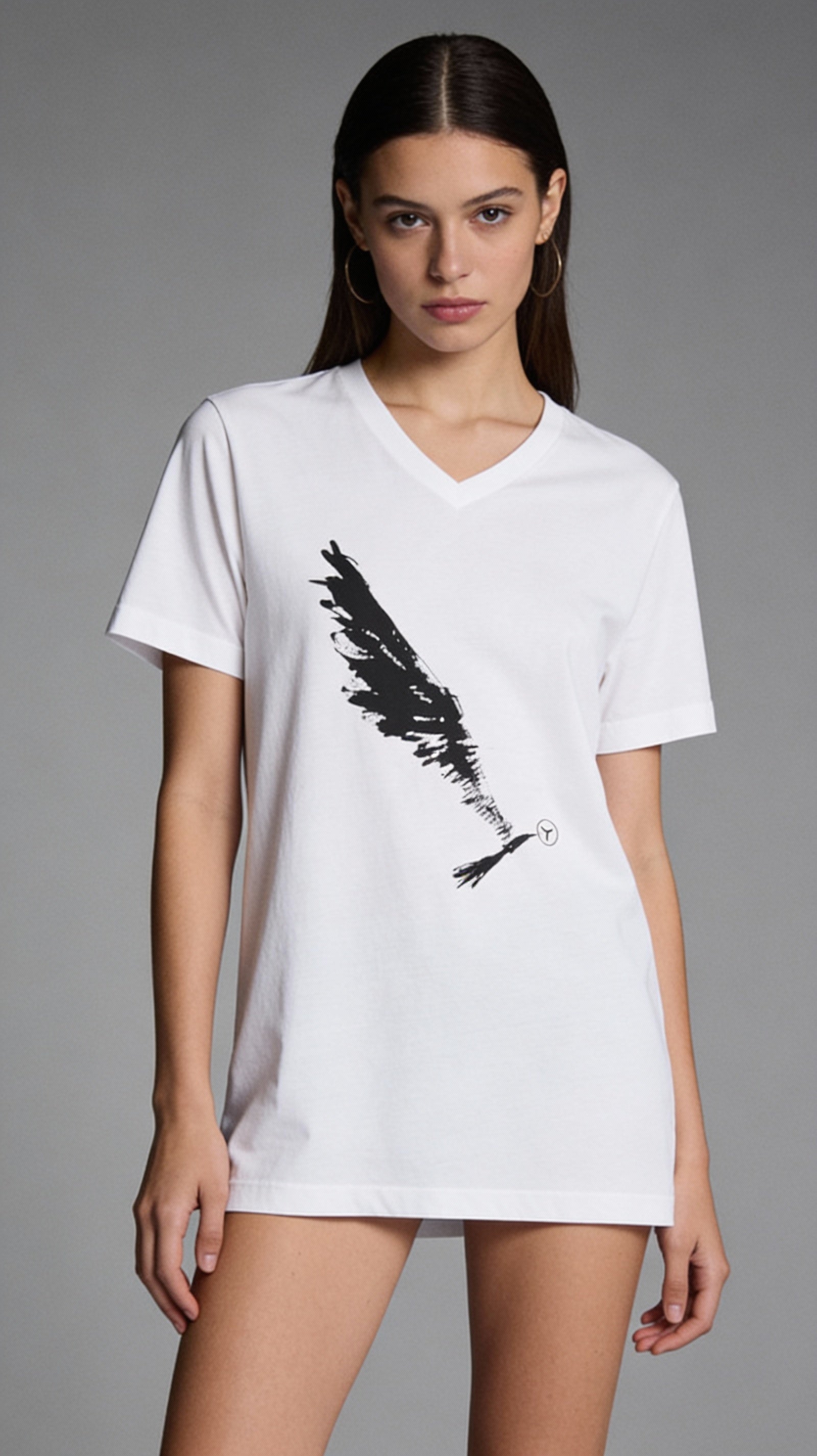 BirdY V-Neck Tee — Playful Bird Graphic T-Shirt