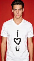 I LOVE U V-Neck Tee — Romantic "I LOVE U" Graphic T-Shirt