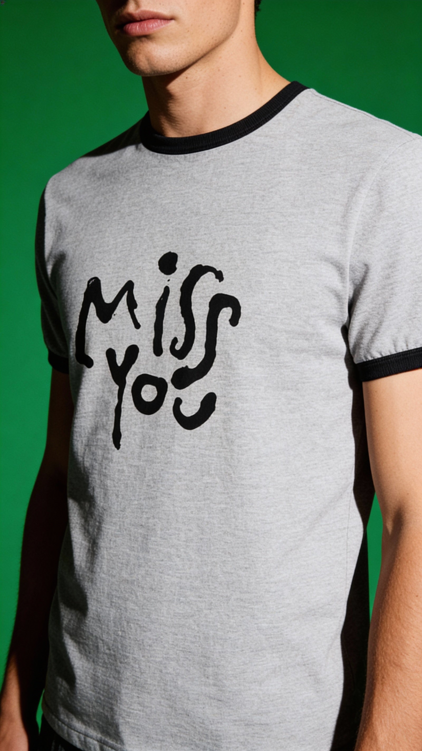 Ringer T-Shirt — "Miss You" Handwritten Graphic Tee