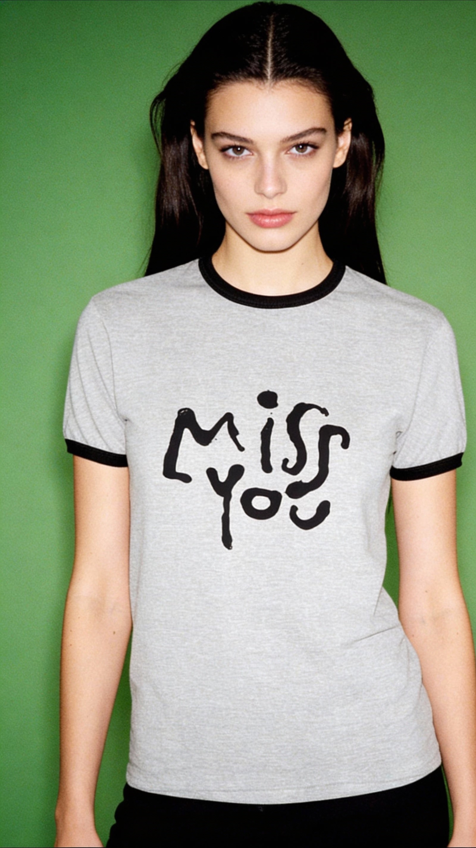 Ringer T-Shirt — "Miss You" Handwritten Graphic Tee