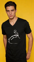 Y Runner Black V-Neck Tee — Running Team & Track Athlete Shirt