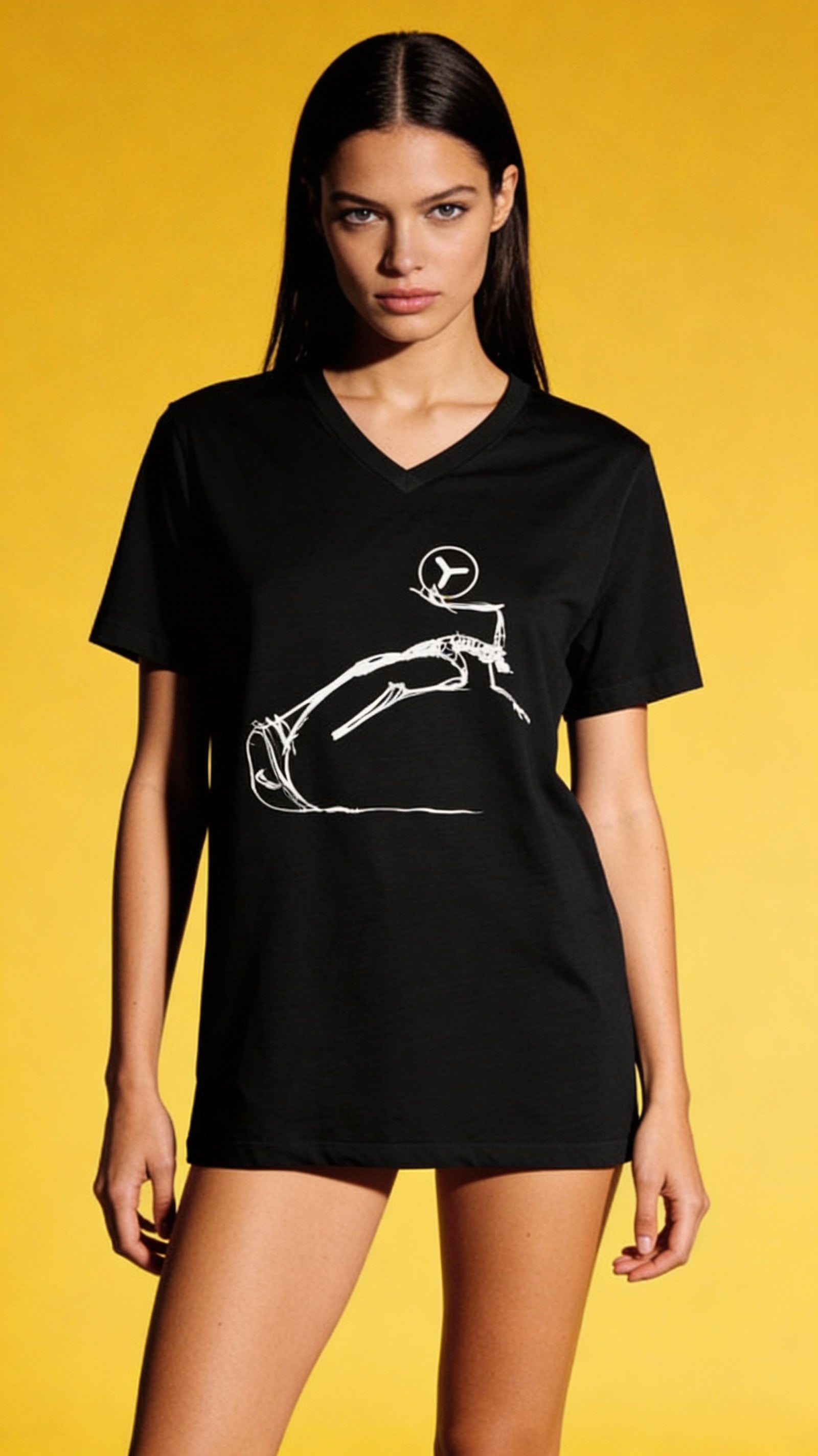 Y Runner Black V-Neck Tee — Running Team & Track Athlete Shirt