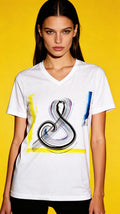 Abstract Ampersand V‑Neck Tee — Modern Brushstroke Graphic Shirt